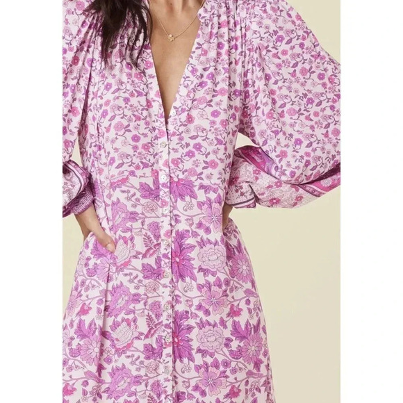 SPELL Dress Women’s Small Mossy Button Through Gown In Lilac Boho - Picture 3 of 11